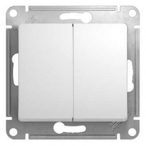 Фото Schneider Electric Glossa GSL000151 Выключатель двухклавишный (10 А, под рамку, скрытая установка, белый)