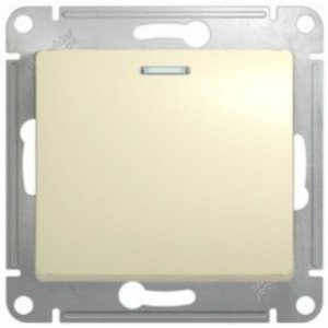 Фото Schneider Electric Glossa GSL000213 Выключатель одноклавишный с подсветкой (10 А, под рамку, скрытая установка, бежевый)