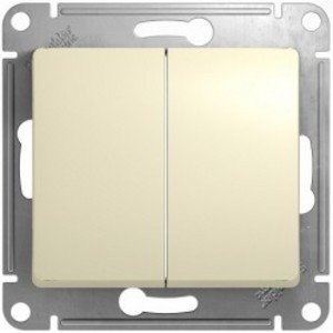 Фото Schneider Electric Glossa GSL000251 Выключатель двухклавишный (10 А, под рамку, скрытая установка, бежевый)