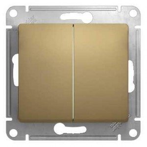 Фото Schneider Electric Glossa GSL000451 Выключатель двухклавишный (10 А, под рамку, скрытая установка, титан)