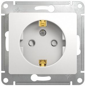 Фото Schneider Electric Glossa GSL000145 Розетка с заземляющим контактом и шторками (16 А, под рамку, скрытая установка, белая)