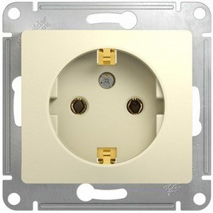 Фото Schneider Electric Glossa GSL000243 Розетка с заземляющим контактом (16 А, под рамку, скрытая установка, бежевая)