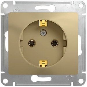 Фото Schneider Electric Glossa GSL000443 Розетка с заземляющим контактом (16 А, под рамку, скрытая установка, титан)