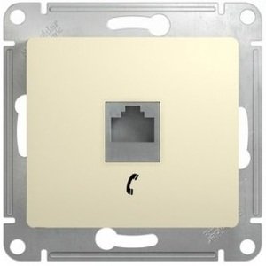 Фото Schneider Electric Glossa GSL000281T Розетка телефонная (RJ11, под рамку, скрытая установка, бежевая)