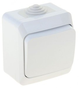 Фото Schneider Electric Этюд BA10-041B Выключатель одноклавишный (10 А, в сборе, открытая установка, IP44, белый)