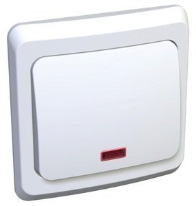 Фото Schneider Electric Этюд BC10-005B Выключатель одноклавишный с подсветкой (10 А, в сборе, скрытая установка, белый)