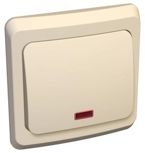 Фото Schneider Electric Этюд BC10-005K Выключатель одноклавишный с подсветкой (10 А, в сборе, скрытая установка, кремовый)