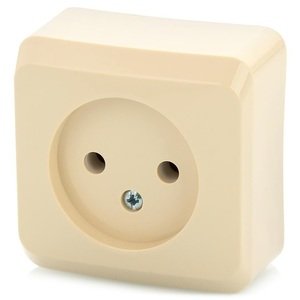 Фото Schneider Electric Этюд PA16-001K Розетка одинарная (16 А, в сборе, открытая установка, кремовая)