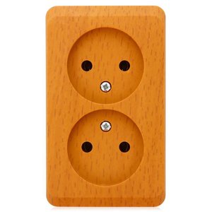 Фото Schneider Electric Этюд PA16-005T Розетка двойная (16 А, в сборе, открытая установка, бук)