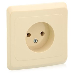 Фото Schneider Electric Этюд PC16-001K Розетка одинарная (16 А, в сборе, скрытая установка, кремовая)