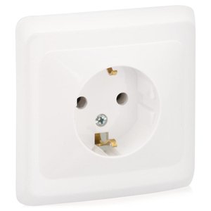 Фото Schneider Electric Этюд PC16-003B Розетка одинарная с заземляющим контактом (16 А, в сборе, скрытая установка, белая)