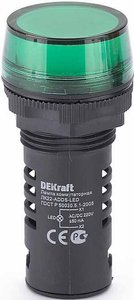 Фото DEKraft 25002DEK ЛК-22 Лампа коммутационная ADDS Ø22 мм (LED, зеленая, IP54, 220В АС)