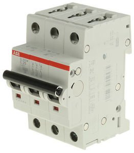 Фото ABB S203 2CDS273001R0254 Автоматический выключатель трехполюсный 25А (10 кА, C)