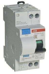 Фото ABB DSH941RAC-C20/0,03 2CSR145001R1204 Автоматический выключатель дифференциального тока однополюсный + нейтраль C20A 30мА (тип АС, 4.5кА)