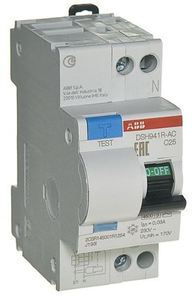 Фото ABB DSH941RAC-C25/0,03 2CSR145001R1254 Автоматический выключатель дифференциального тока однополюсный + нейтраль C25A 30мА (тип АС, 4.5кА)