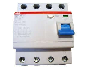 Фото ABB F204 AC-25/0,3 2CSF204001R3250 Выключатель дифференциального тока четырехполюсный 25A 300мА (тип АС)