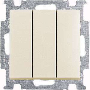 Фото ABB Basic55 2CKA001012A2158 Выключатель трехклавишный (16 А, под рамку, скрытая установка, слоновая кость)