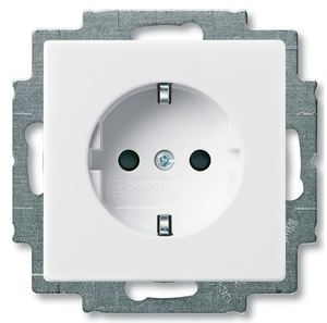 Фото ABB Basic55 2CKA002011A3855 Розетка с заземляющим контактом (16 А, под рамку, скрытая установка, альпийский белый)
