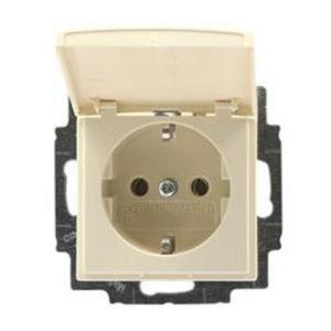 Фото ABB Basic55 2CKA002018A0351 Розетка с заземляющим контактом (16 А, крышка, под рамку, скрытая установка, слоновая кость)