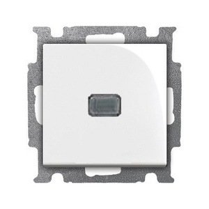 Фото ABB Basic55 2CKA001012A2153 Выключатель одноклавишный (10 А, подсветка, под рамку, скрытая установка, альпийский белый)