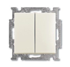Фото ABB Basic55 2CKA001012A2148 Выключатель двухклавишный (10 А, под рамку, скрытая установка, слоновая кость)