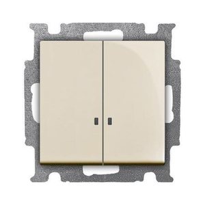 Фото ABB Basic55 2CKA001012A2157 Выключатель двухклавишный (10 А, подсветка, под рамку, скрытая установка, слоновая кость)