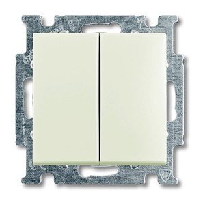 Фото ABB Basic55 2CKA001012A2151 Переключатель двухклавишный (10 А, под рамку, скрытая установка, слоновая кость)