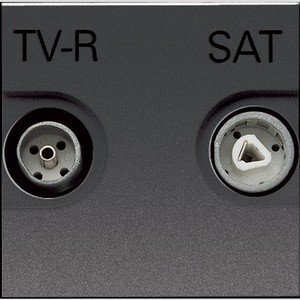Фото ABB Zenit 2CLA225130N1801 Розетка телевизионная (TV/Radio+SAT, "звезда", под рамку, скрытая установка, антрацит)