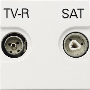 Фото ABB Zenit 2CLA225130N1101 Розетка телевизионная (TV/Radio+SAT, "звезда", под рамку, скрытая установка, белый)