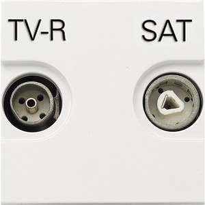 Фото ABB Zenit 2CLA225170N1101 Розетка телевизионная (TV/Radio+SAT, оконечная, под рамку, скрытая установка, белый)