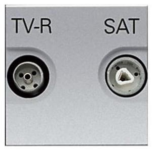 Фото ABB Zenit 2CLA225170N1301 Розетка телевизионная (TV/Radio+SAT, оконечная, под рамку, скрытая установка, серебро)