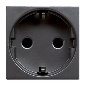 Фото ABB Zenit 2CLA228800N1801 Розетка Schuko с заземляющим контактом и шторками (16 А, под рамку, скрытая установка, антрацит)