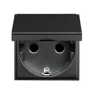 Фото ABB Zenit 2CLA228810N1801 Розетка Schuko с заземляющим контактом и шторками (16 А, крышка, под рамку, скрытая установка, антрацит)