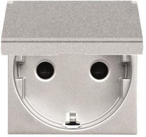 Фото ABB Zenit 2CLA228810N1301 Розетка Schuko с заземляющим контактом и шторками (16 А, крышка, под рамку, скрытая установка, серебро)