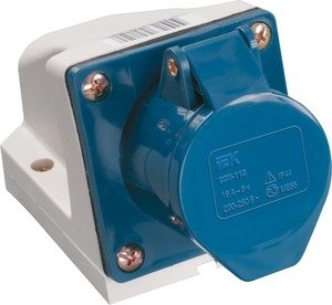 Фото IEK PSR11-032-3 Розетка ССИ-123 стационарная 2Р+РЕ (32А, 220В, IP44)