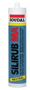 Фото Soudal Silirub MA 104528 Герметик силиконовый нейтральный для мрамора (серый, 310 мл)