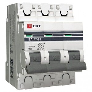 Фото EKF PROxima ВА 47-63 mcb4763-3-32C-pro Автоматический выключатель трехполюсный 32А (4.5 кА, C)