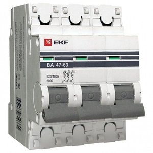 Фото EKF PROxima ВА 47-63 mcb4763-6-3-32C-pro Автоматический выключатель трехполюсный 32А (6 кА, C)