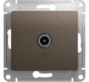 Фото Schneider Electric Glossa GSL000893 Розетка телевизионная (TV, под рамку, скрытая установка, шоколад)