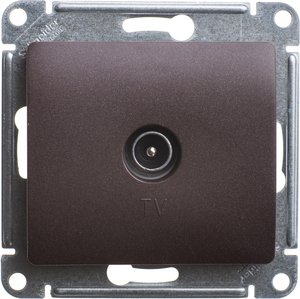 Фото Schneider Electric Glossa GSL000891 Розетка телевизионная (TV, под рамку, скрытая установка, шоколад)