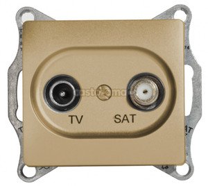 Фото Schneider Electric Glossa GSL000497 Розетка телевизионная (TV+SAT, под рамку, скрытая установка, титан)