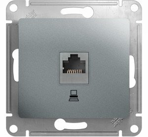 Фото Schneider Electric Glossa GSL000381K Розетка компьютерная (RJ45, под рамку, скрытая установка, алюминий)