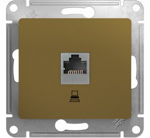 Фото Schneider Electric Glossa GSL000481K Розетка компьютерная (RJ45, под рамку, скрытая установка, титан)