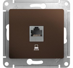 Фото Schneider Electric Glossa GSL000881K Розетка компьютерная (RJ45, под рамку, скрытая установка, шоколад)