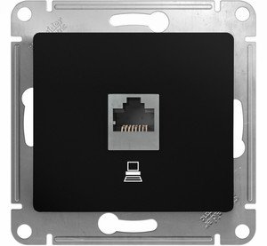 Фото Schneider Electric Glossa GSL000781K Розетка компьютерная (RJ45, под рамку, скрытая установка, антрацит)