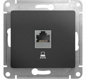 Фото Schneider Electric Glossa GSL001381K Розетка компьютерная (RJ45, под рамку, скрытая установка, графит)