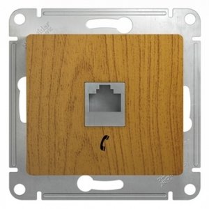 Фото Schneider Electric Glossa GSL000581T Розетка телефонная (RJ11, под рамку, скрытая установка, дуб)