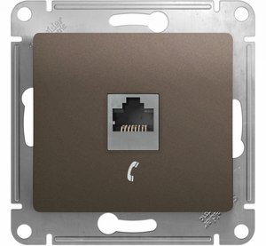 Фото Schneider Electric Glossa GSL000881T Розетка телефонная (RJ11, под рамку, скрытая установка, шоколад)