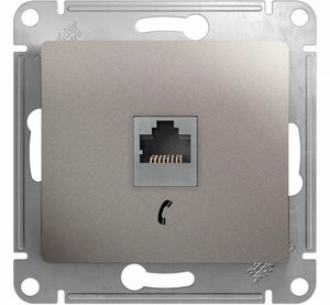 Фото Schneider Electric Glossa GSL001281T Розетка телефонная (RJ11, под рамку, скрытая установка, платина)