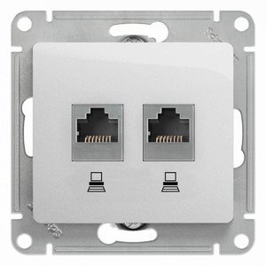 Фото Schneider Electric Glossa GSL000385KK Розетка компьютерная (2xRJ45, под рамку, скрытая установка, алюминий)